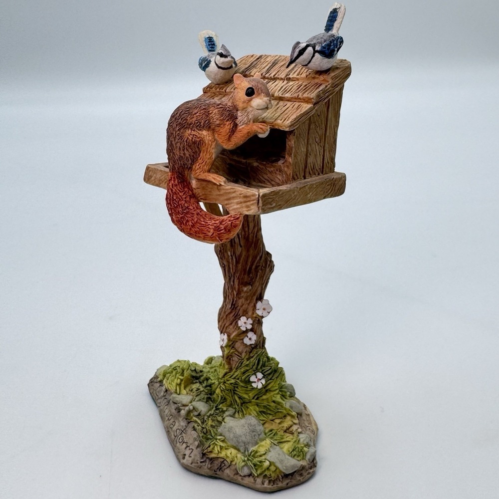 Lowell Davis CUSSIN UP A STORM Schmid RFD Figurine 95086 Squirrel Blue Jays Feed